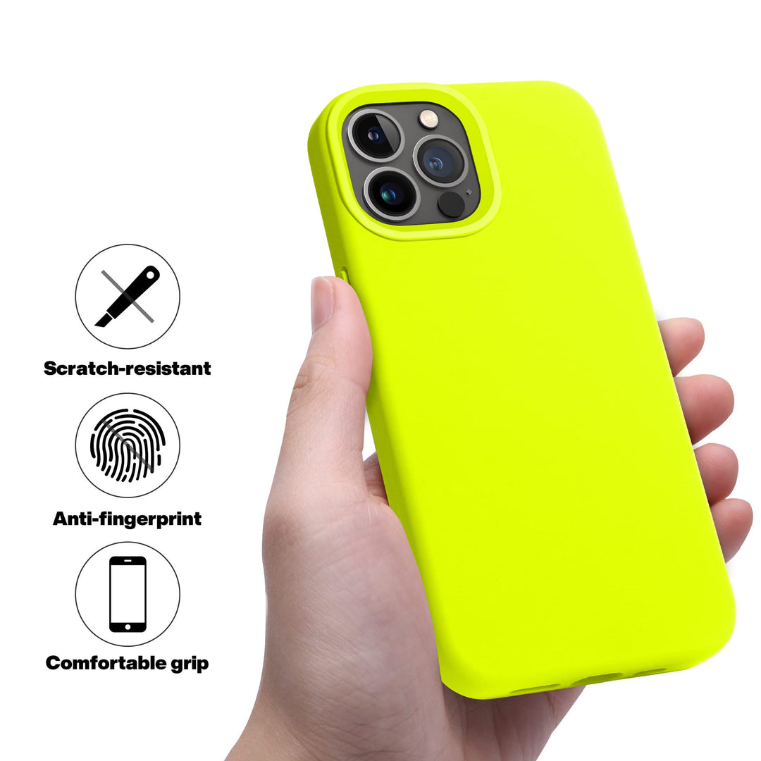 Designed for iPhone 13 Pro Max Case, Silicone Shockproof Slim Thin Phone Case for iPhone 13 Pro Max 6.7 inch (Fluorescent Yellow)