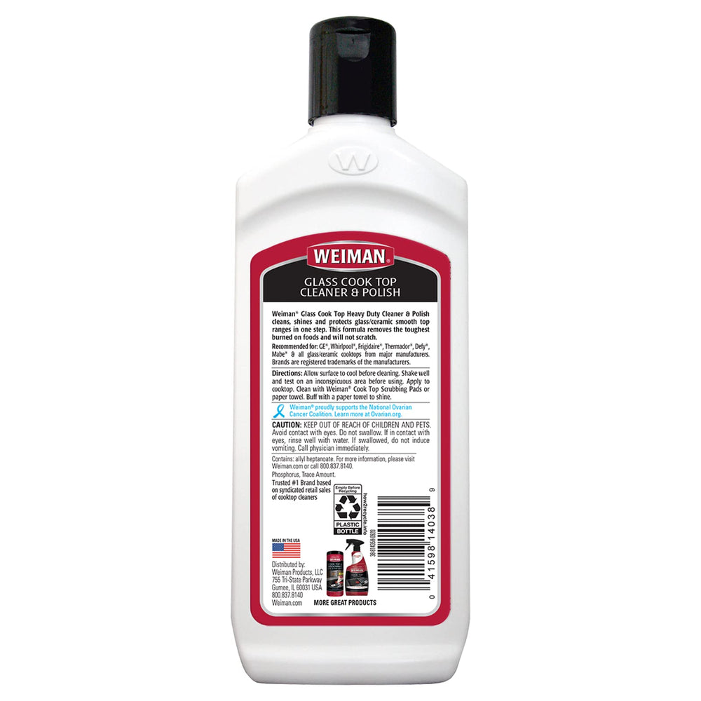 Ceramic and Glass Cooktop Cleaner - Heavy Duty Cleaner and Polish (10 Ounce Bottle and 3 Scrubbing Pads)
