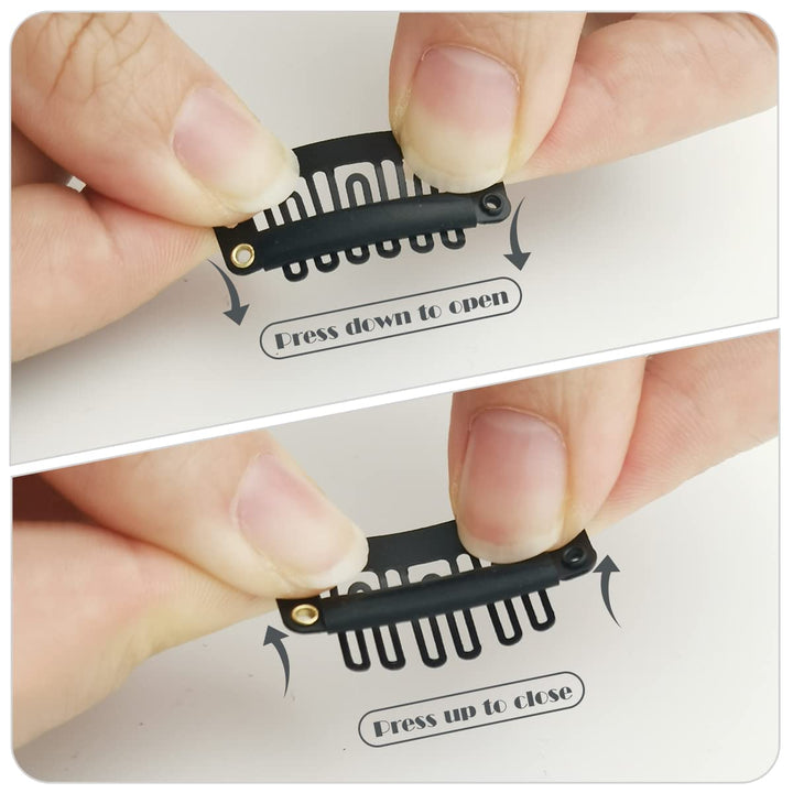 30 Pack Black Stainless Steel Wig Clips, 6-Teeth Snap Combs Clips With Rubber For Hair Extension