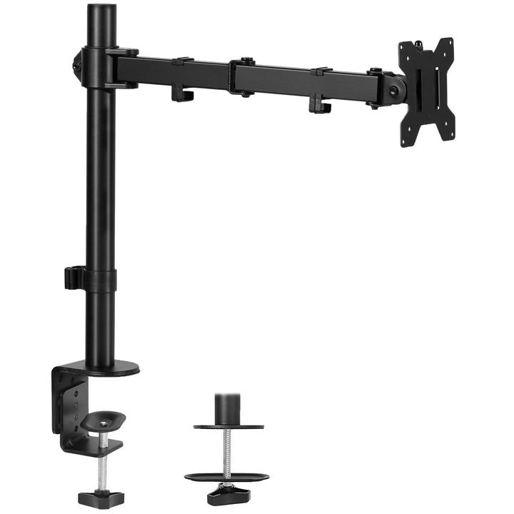 Single Monitor Arm Desk Mount, Holds Screens up to 32 inch Regular and 38 inch Ultrawide, Fully Adjustable Stand with C-Clamp and Grommet Base, VESA 75x75mm or 100x100mm, Black, STAND-V001