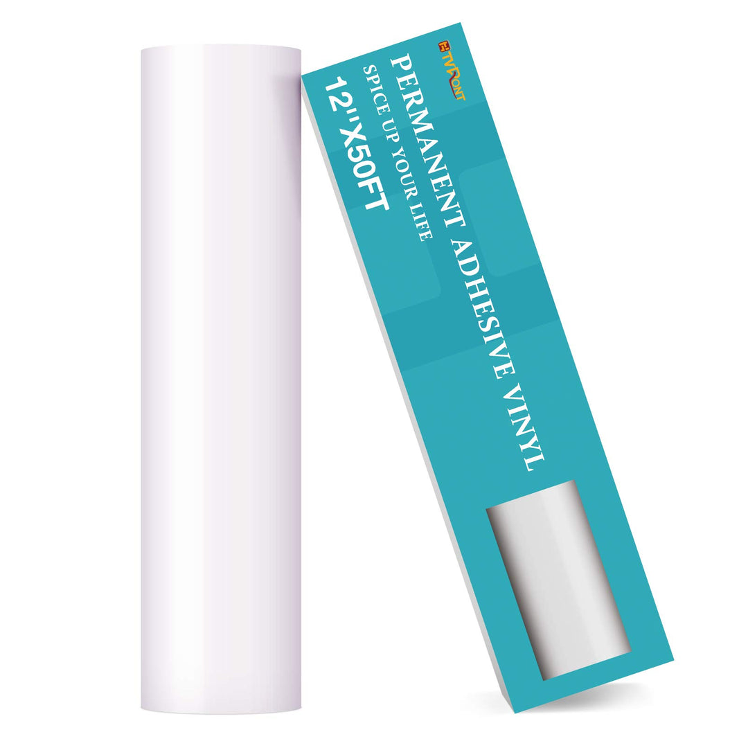 White Permanent Vinyl for Cricut - 12 x 50 FT White Vinyl Roll, Adhesive Vinyl Sheets for Cricut, Silhouette and Cameo Cutters
