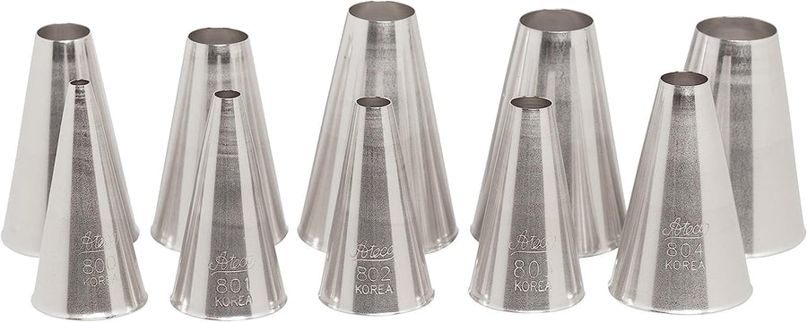 810 - 10 Piece Plain Tube Set, Stainless Steel Pastry Tips, Sizes 0 - 9