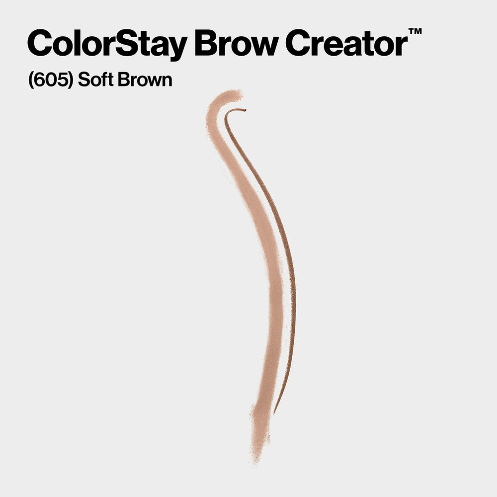 Revlon Colorstay Eyebrow Pencil Creator with Powder & Spoolie Brush to Fill, Define, Sculpt, Shape & Diffuse Perfect Brows, Soft Brown (605) 0.23 oz
