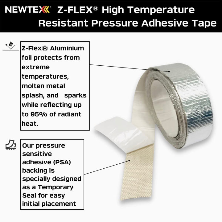 High Heat Resistant Tape - Extreme Temperature Aluminum Foil Z-Flex Tape - Pressure Sensitive Adhesive Ducting, Insulation, Reflective Heat Barrier Tape Roll (2 x 25')