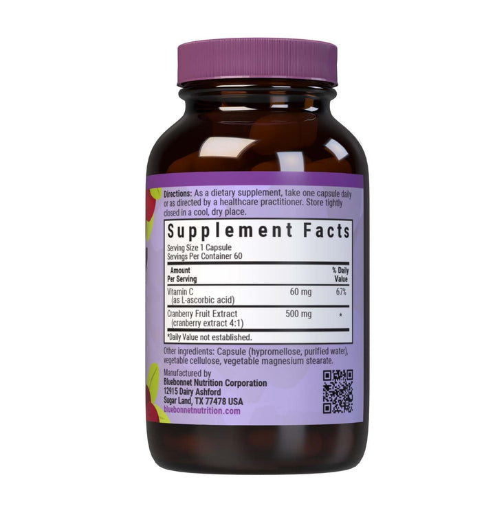 Bluebonnet Nutrition Cranberry Fruit Extract, Urinary Tract Support*, Non-GMO, Kosher-Certified, Vegan, Gluten-Free, Soy-Free, Dairy-Free, 60 Vegetable Capsules, 60 Servings