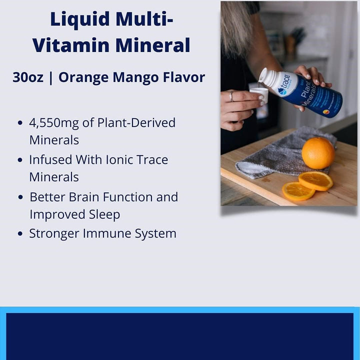 Liquid Multi Vitamin-Mineral - Aid Body Mineral Health - Vitamin & Mineral Liquid Supplement - Supports Healthy Bones & Muscles - Natural Orange Mango, 30 fl oz (30 Servings)