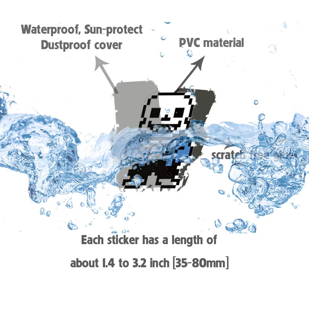 Undertale Stickers Pack| 50pcs Sans Undertale Viny Waterproof Stickers for Laptops PC Frisk Sans Au Gaster Undyne Flowey Decal for Teen Girl Adults DIY Computer Phone Case Water Bottle Skateboard (A)