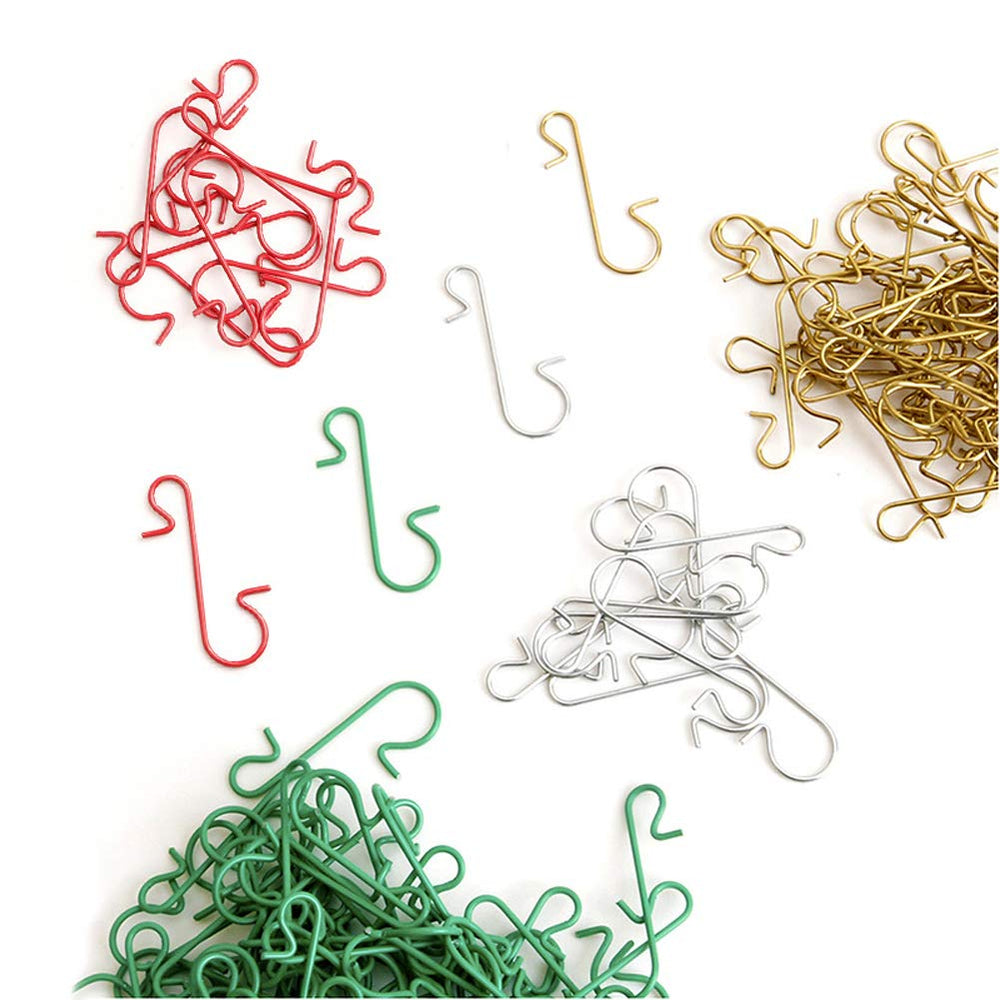 120 Pieces Christmas Hooks Christmas Tree Ornament Hooks Christmas Ornament Hooks Hanging Metal Hooks for Christmas Tree Party Balls Decorations(Silver, Golden)