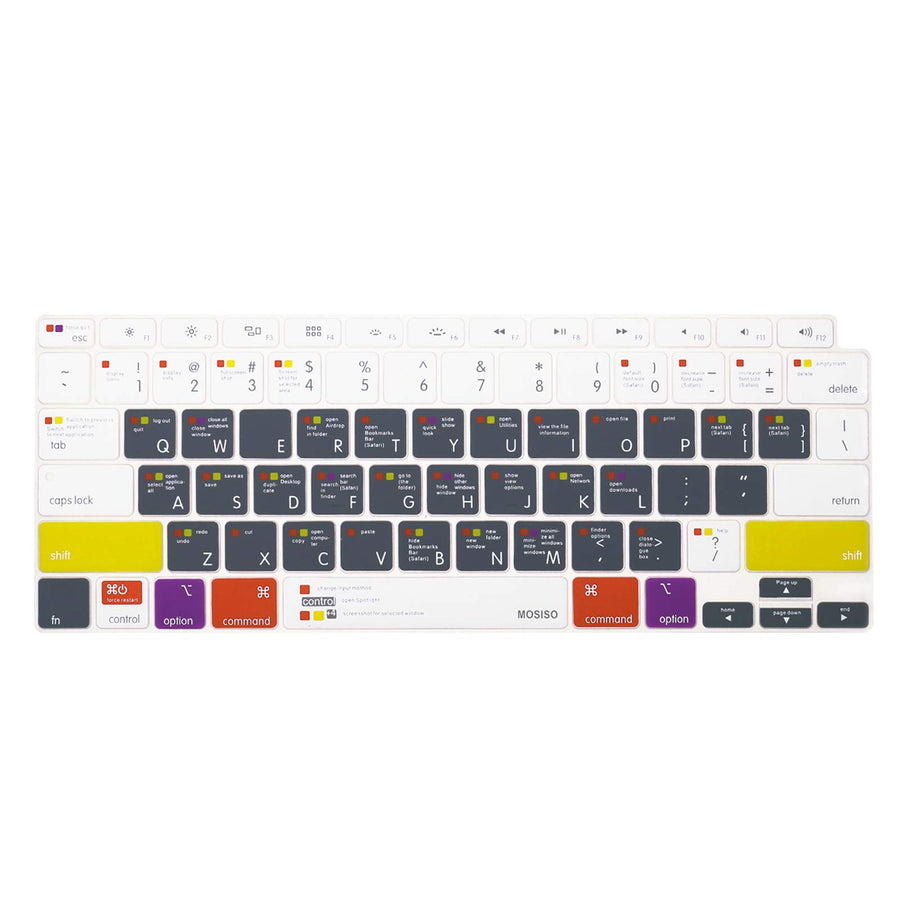 Keyboard Cover Only Compatible with MacBook Air 13 inch 2022 2021 2020 Release A2337 M1 A2179 Backlit Magic Keyboard with Retina Display & Touch ID, Silicone Skin, Mac OS X Shortcut, White