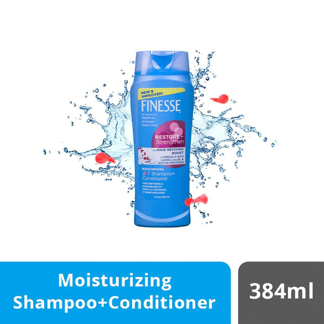 Restore & Strengthen Moisturizing Shampoo & Conditioner 384 ml with Hair Reviving Boost of Omega 9 Rich Cameillia Oil & Active Portiens