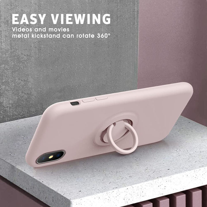 for iPhone Xs Max Case with Kickstand | Baby Grade Liquid Silicone | 10ft Drop Tested Protective, Microfiber Lining Shockproof Full-Body Cover Case for iPhone Xs Max(Pink Sand)