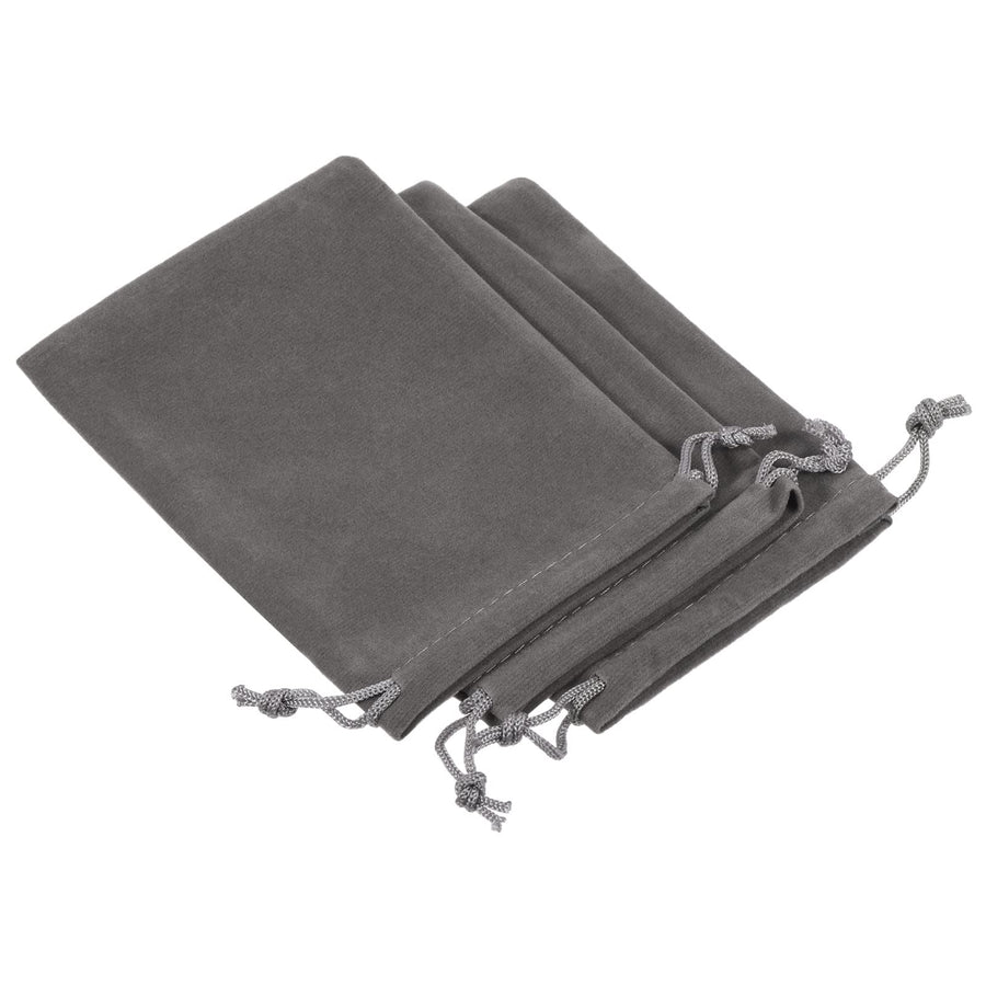 14x10cm Microfiber Pouch, 3Pcs Soft Storage Drawstring Gift Bag for Glasses Wedding, Gray