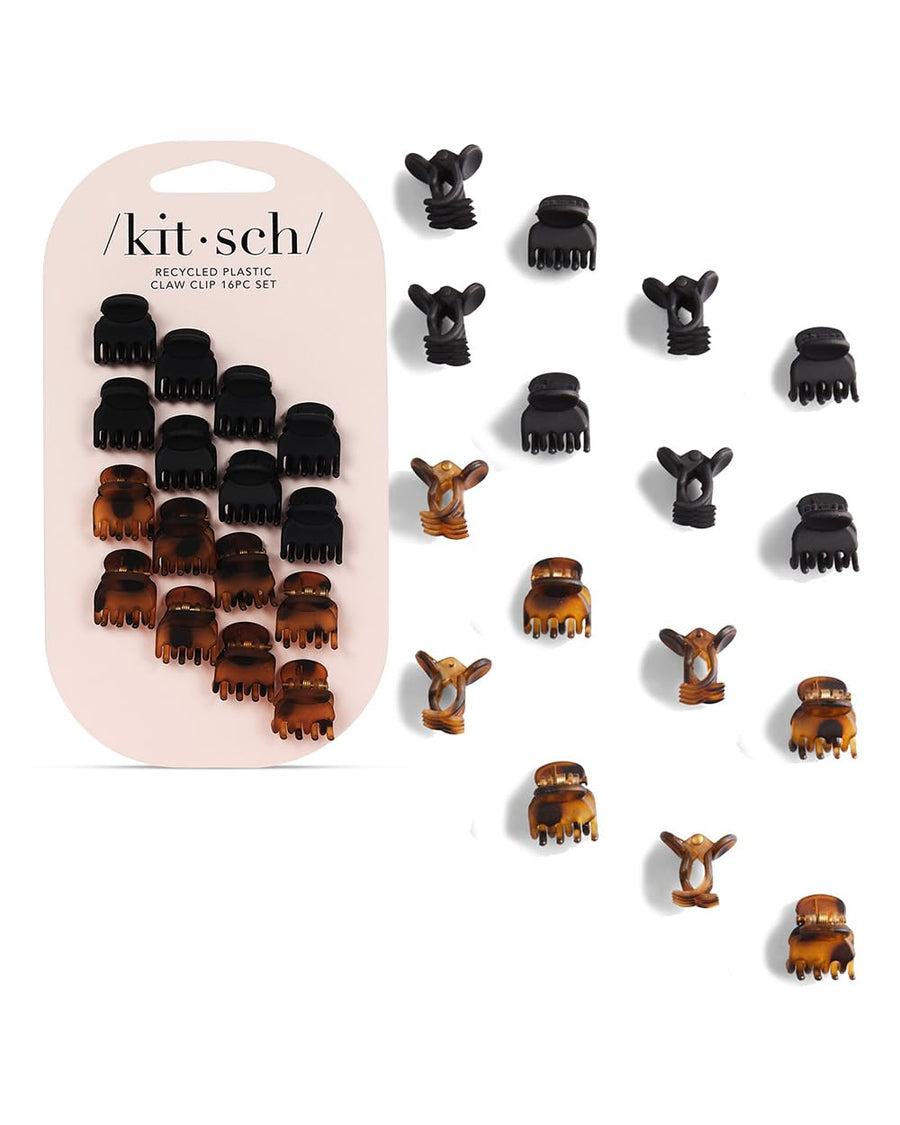 Kitsch Recycled Plastic Mini Hair Claw Clips for Women Girls, Hair Accessories for Women, Cute Hair Clips for Women, Kids Mini Clips for Hair, Little Hair Clips - 16pcs/Set