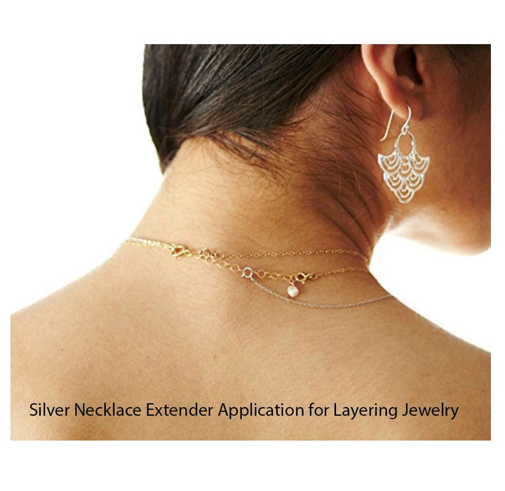 1pc Authentic 925 Sterling Silver Chain Extender with Clasp Cute Heart Drop Removable Adjustable 3 inch Extension for Necklace Bracelet Anklet Jewelry Making SS299-3