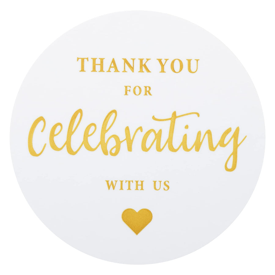 Thank You for Celebrating with Us Stickers,60PCS 2 Inch Round Thank You Sticker Labels for Invitation Envelopes for Wedding, Birthday Baby Shower, Party Favor (Gold)