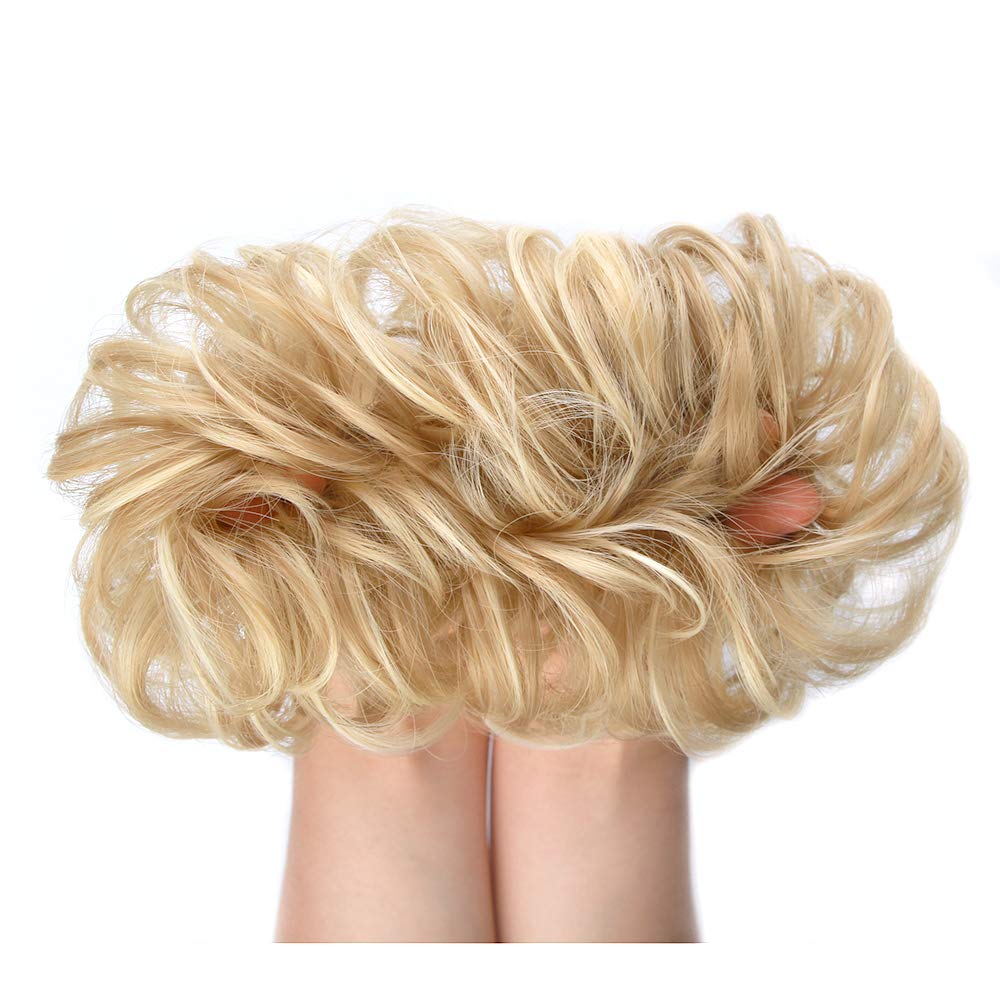 1PCS Messy Hair Bun Hair Scrunchies Extension Curly Wavy Messy Synthetic Chignon for women Updo Hairpiece(Color:6#)