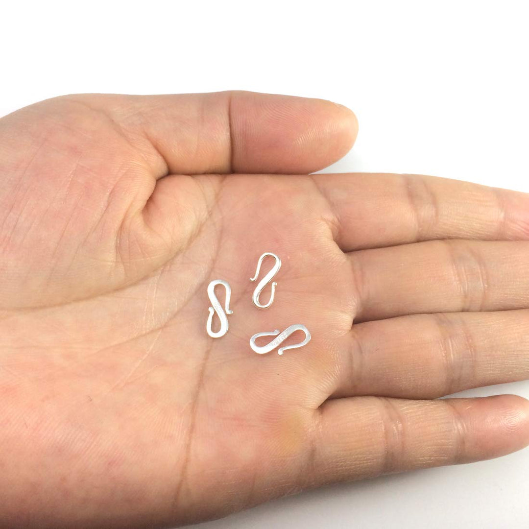 5pcs Authentic 925 Sterling Silver S Hooks Clasp 12mm (0.47 Inch) Small Connector Hypoallergenic Nickel Free for Jewelry Making SS315