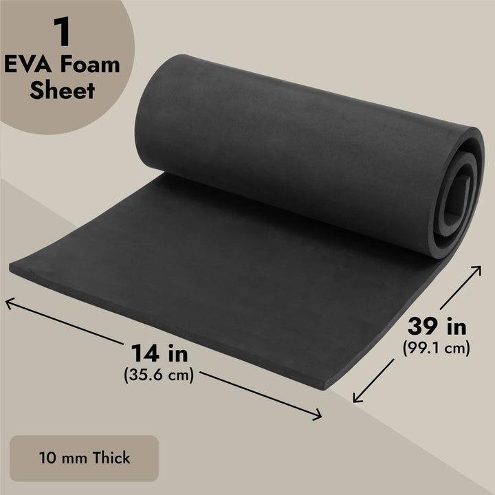 10mm EVA Foam Sheets for Halloween Costumes, and Decorations, EVA Foam Cosplay Supplies, High Density 100 kg/m3 Black Foam Sheet for Crafting DIY Projects, 14 x 39 inches