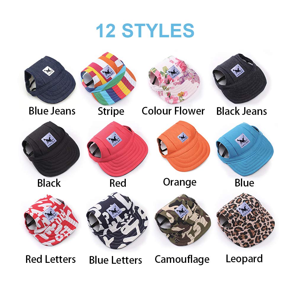 Leconpet Baseball Caps Hats with Neck Strap Adjustable Comfortable Ear Holes for Small Medium and Large Dogs in Outdoor Sun Protection (S, Blue Jeans)