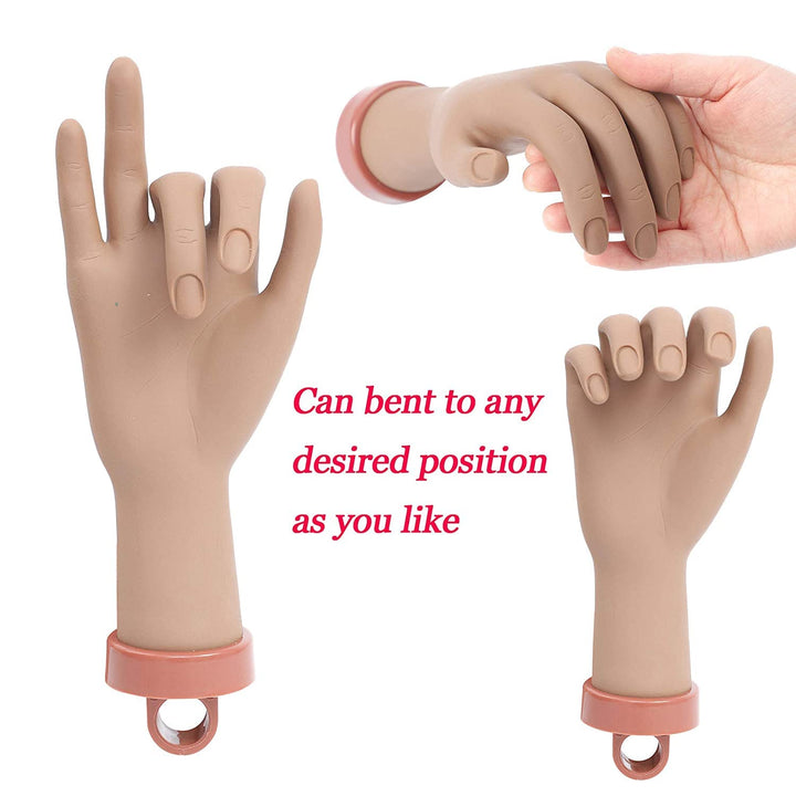Practice Hand for Acrylic Nails, Nail Hand Practice, Hand for Nail Practice, Flexible Bendable Mannequin Hand, Professional Nail Art Trainer Acrylic Practice Hand 1Pc