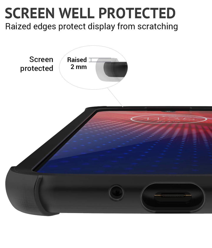 CaseWe - Motorola Moto Z4 Protective Flexible Double Injection Technology (TPU+PC) Bumper Case Cover/Compatible with Moto Mods - All Matte Black