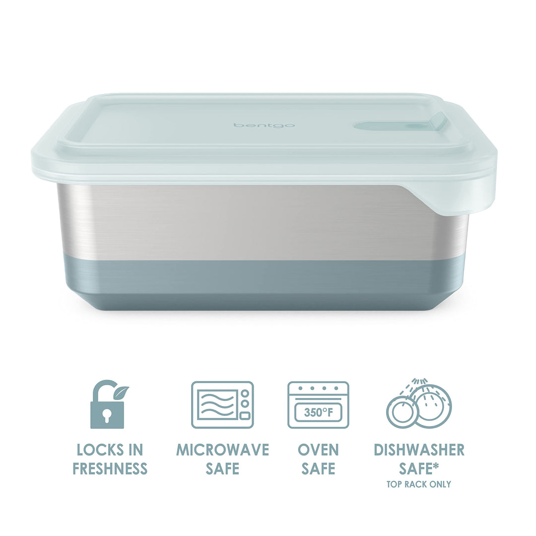 ® MicroSteel® Heat & Eat Container - Microwave-Safe, Sustainable & Reusable Stainless Steel Food Storage Container with Airtight Lid for Eco-Friendly Meal Prepping (Family Size - 8.5 Cups)