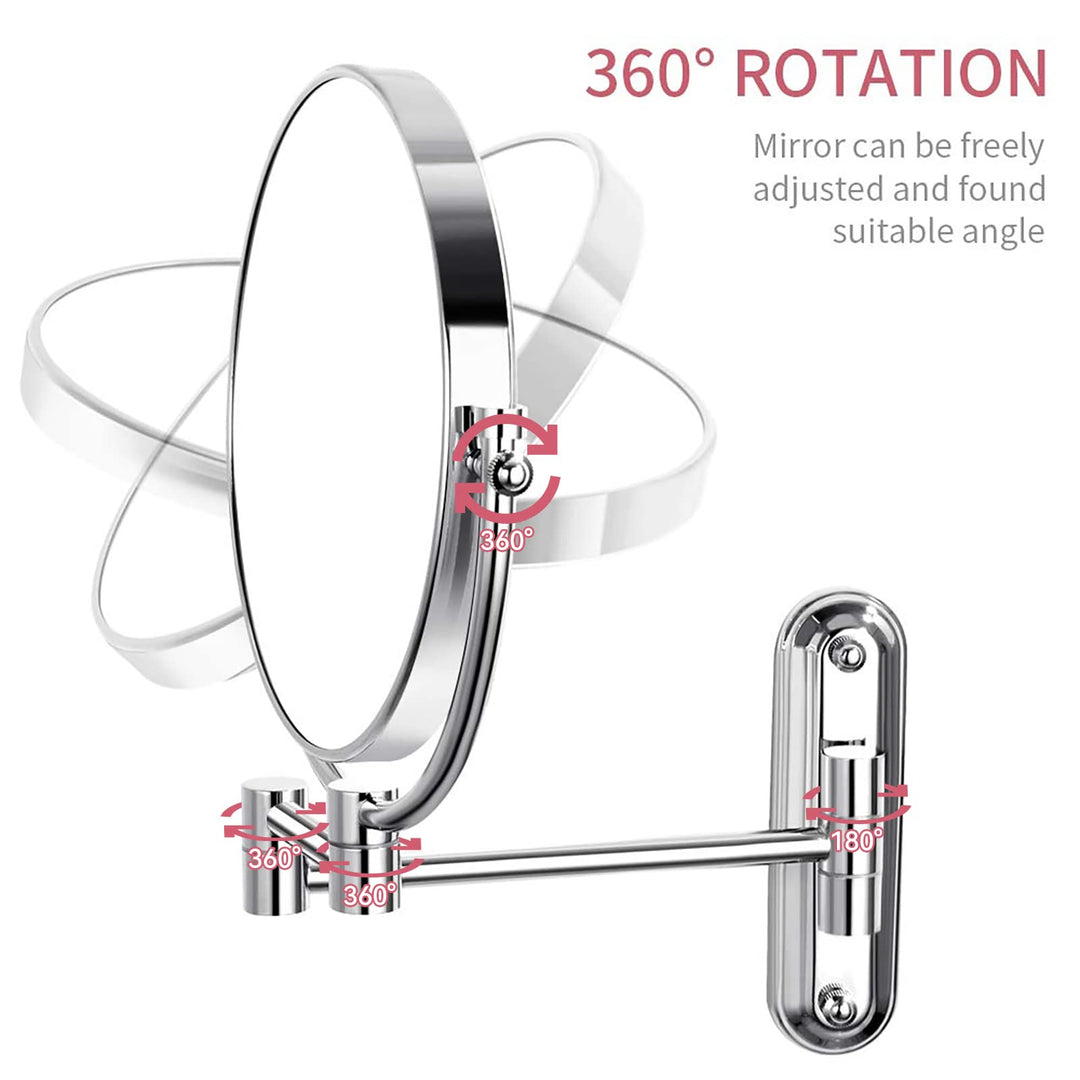 Wall Mount Mirror 8 Inch, Double-Side 1X/10X Magnified for Makeup and Shaving, Chrome Finished