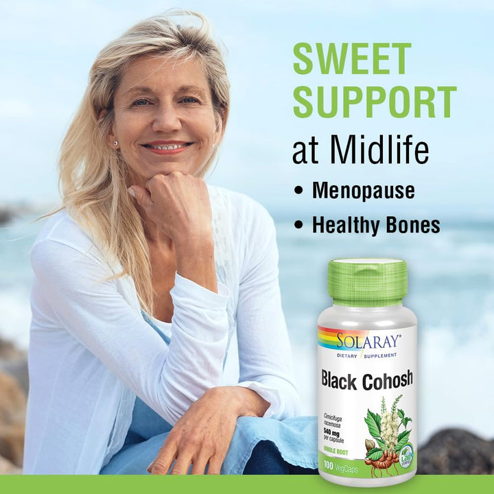 Black Cohosh 540 mg | Womens Health & Menopause Support Supplement | Whole Root | Non-GMO, Vegan & Lab Verified | 180 VegCaps