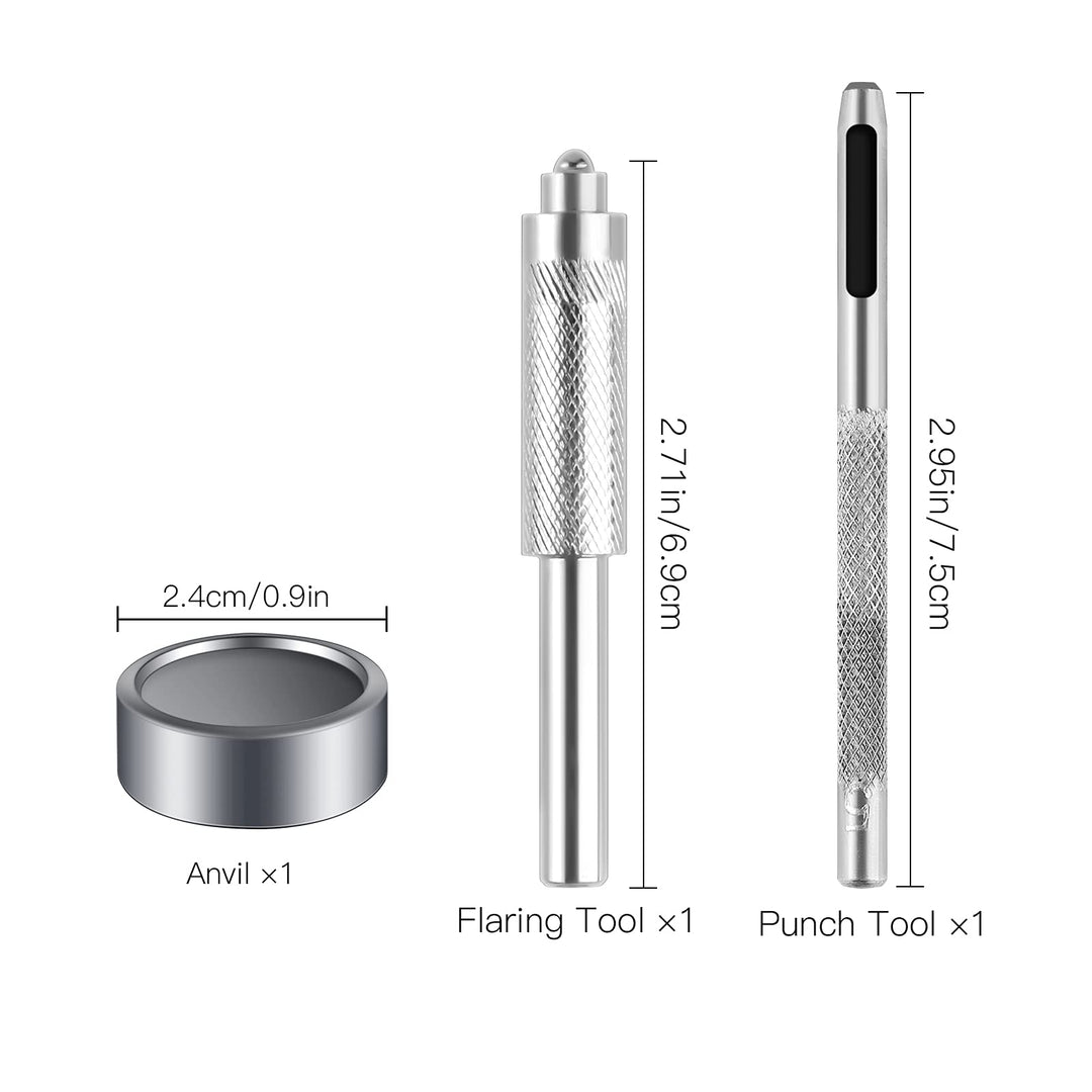 200 Pcs (50 Sets) Leather Snap Fastener Kit Tool 5/8 inches (15mm) Snaps for Leather Press Studs Stainless Snap Buttons for Bag, Jeans, Clothes, Fabric (Silver+Bronze)