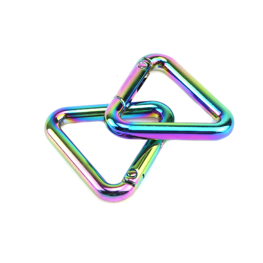 Rainbow Carabiner Snap Clip Triangular Spring Keychain Clips Keyring Buckles Locking Hooks Spring Snap Hooks Pack of 6