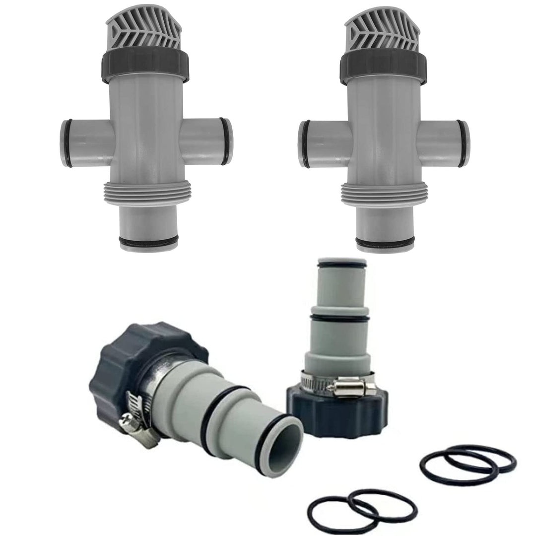 11872 Dual Split Hose Plunger Valve Hose Connector and 1.5” to 1.25”Hose Adapter Plunger Valve with 2 Clamps Replacement for Above Ground Pool Setup and Pool Sand Filter Pump (Set of 2)