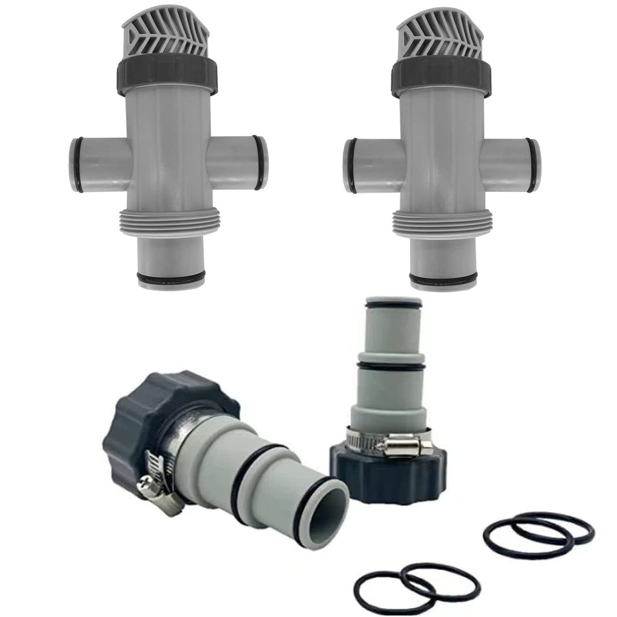 11872 Dual Split Hose Plunger Valve Hose Connector and 1.5” to 1.25”Hose Adapter Plunger Valve with 2 Clamps Replacement for Above Ground Pool Setup and Pool Sand Filter Pump (Set of 2)