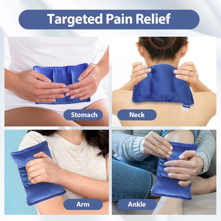 Microwave Heating Pad for Pain Relief, 9.2 x 5.9 Moist Heat Pack for Cramps, Muscle Ache, Joint Pain, Heating Pad for Warm Compress, Blue