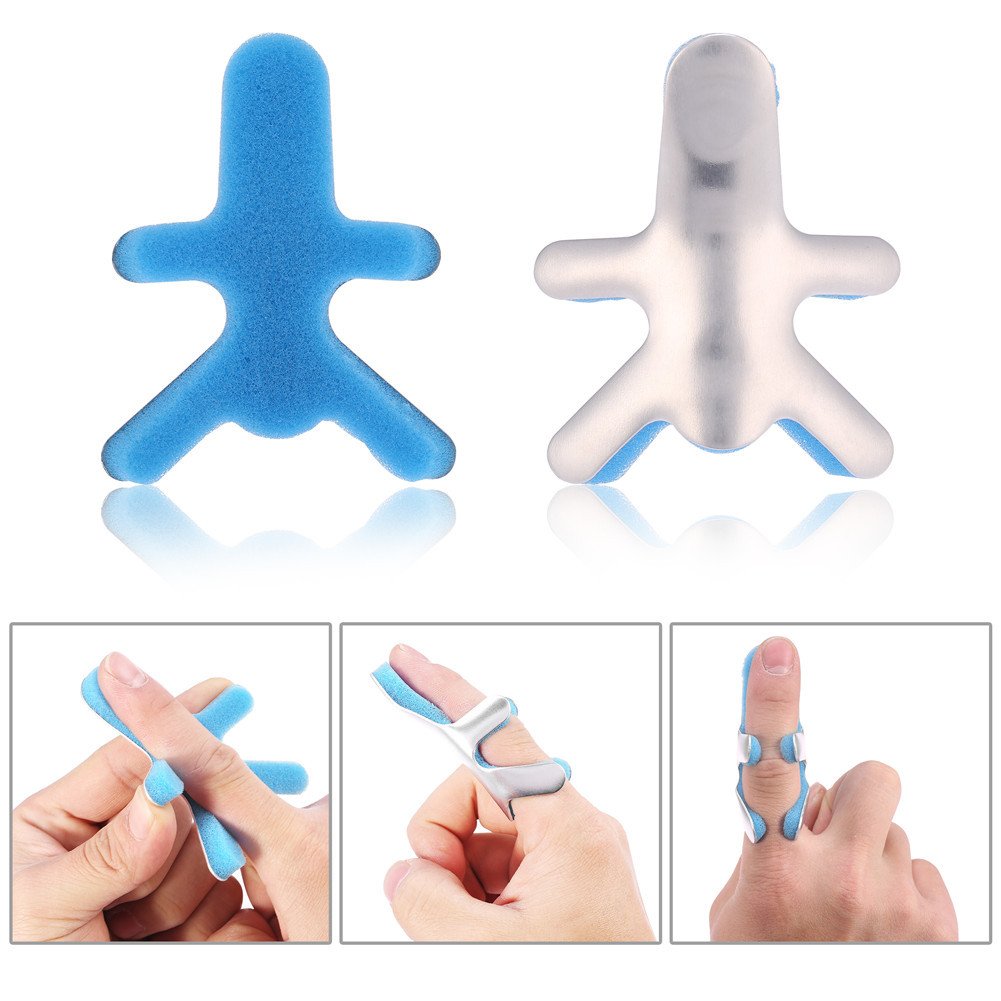 Frog Type Finger Splint, 1 Pair Finger Straightening Brace with Padded Aluminum Fixing Support Pad for Tendon Release & Pain Relief (M)
