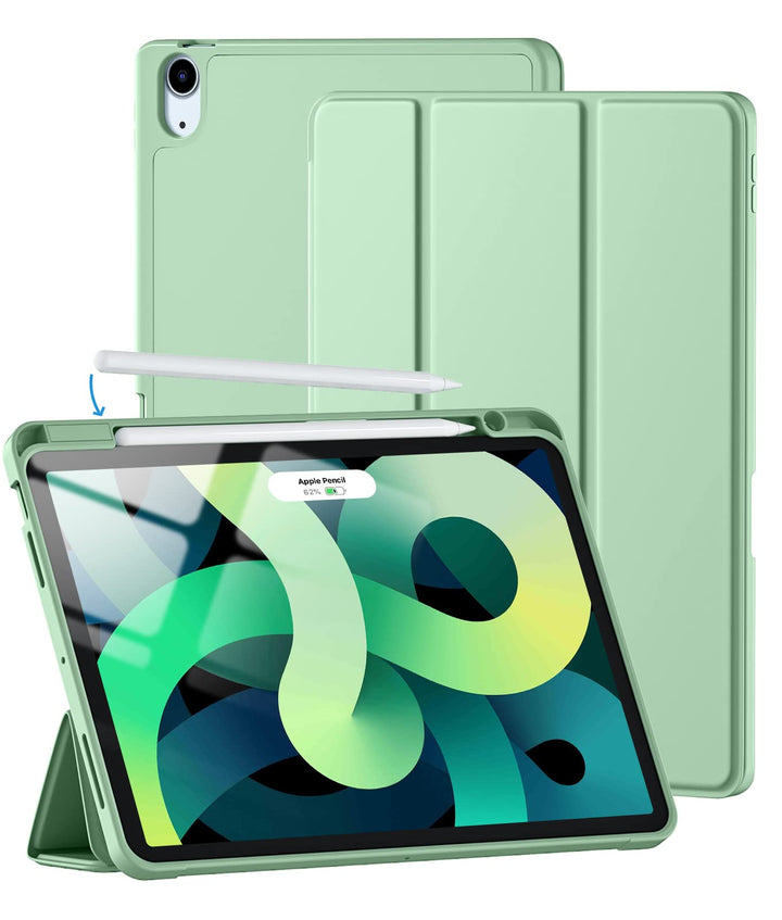 Trifold Stand Case for iPad Air 5th/4th Generation 2022/2020, 10.9 Inch, with Pencil Holder and Wireless Charging - Matcha Green