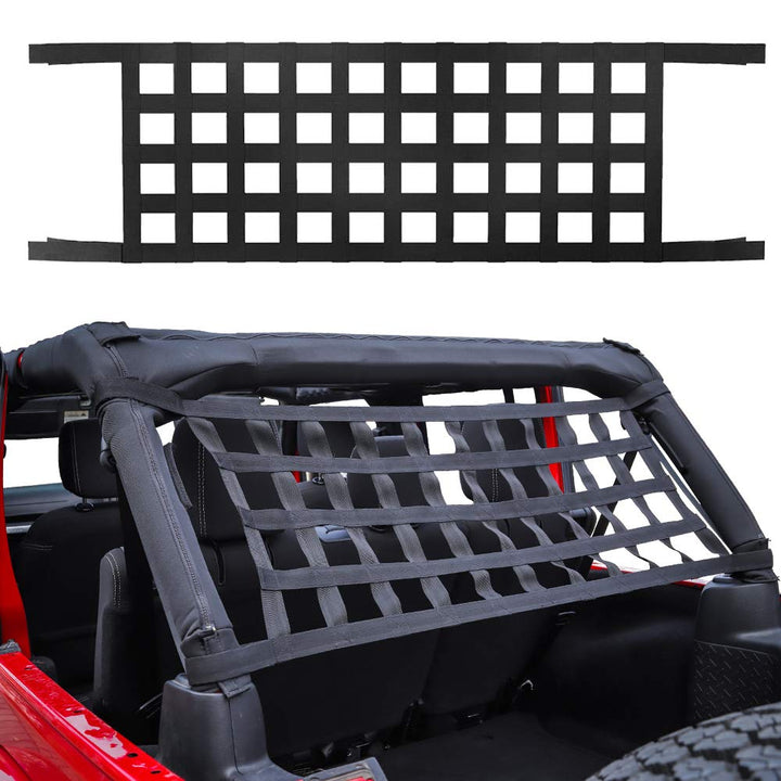 Mesh Cargo Net Roof Top Netting Hammock for 1987-2023 Jeep Wrangler YJ TJ JK JL & Gladiator JT, Black