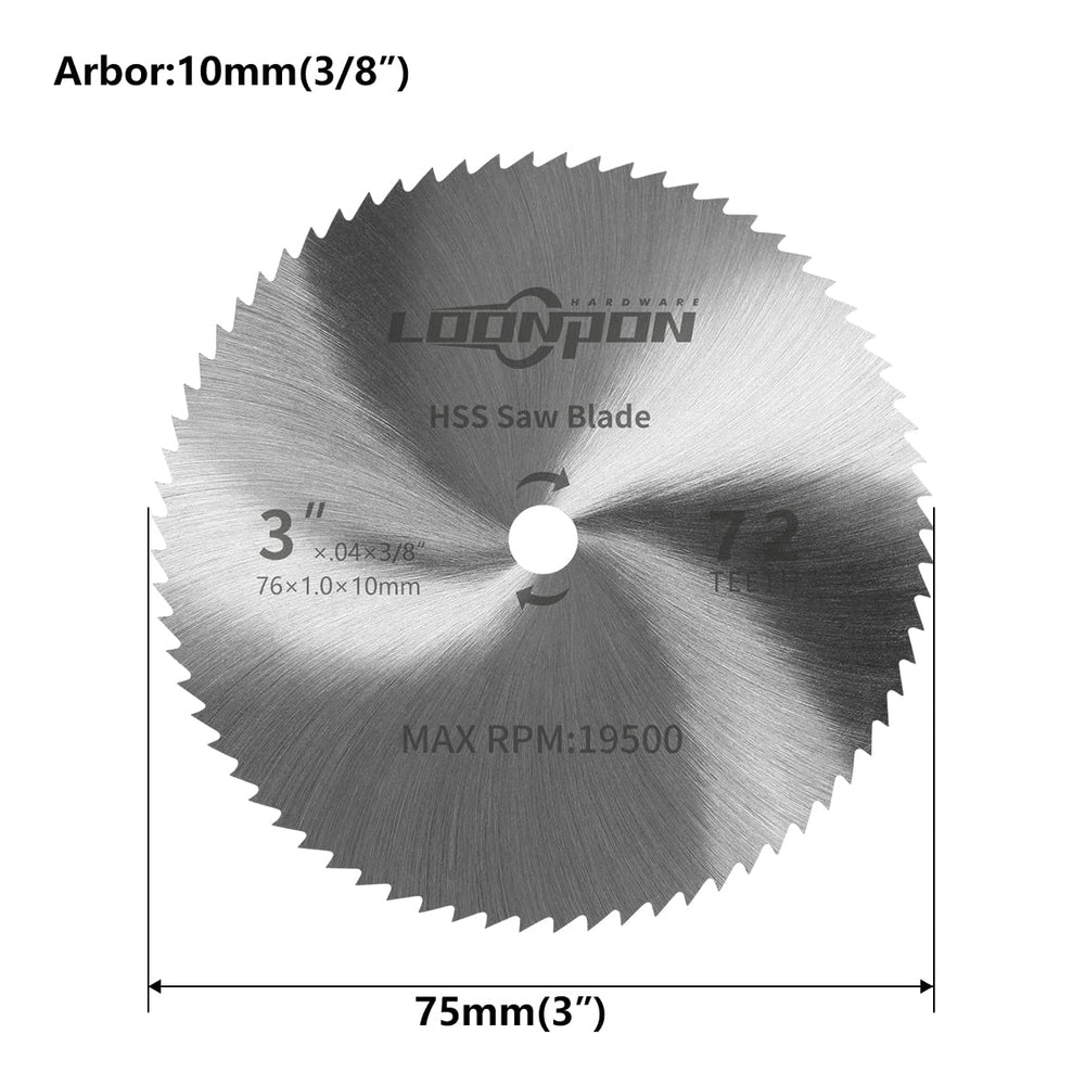 3 Inch HSS Circular Saw Blade 72T for Wood Plastic Metal Tile Cutting with 3/8 Inch Arbor (3 Inch HSS Circular Saw Blade(5Pcs))