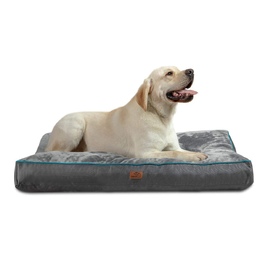 Waterproof Dog Beds for Extra Large Dogs - 4 Inch Thicken Up to 100lbs XL Pet Mat Pillows with Removable Washable Cover, Grey