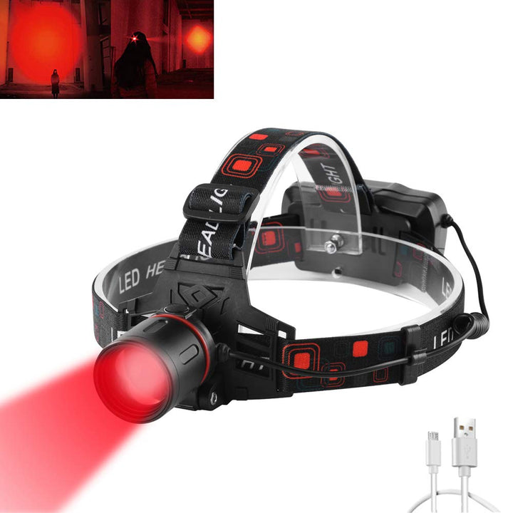 Hunting Headlamp Red Light Rechargeable, 1000 Lumens Red LED Head Light Zoomable Red Light Headlamp Waterproof 3 Modes for Coon Hog Coyote Varmint Hunting, Astronomy, Stargazing