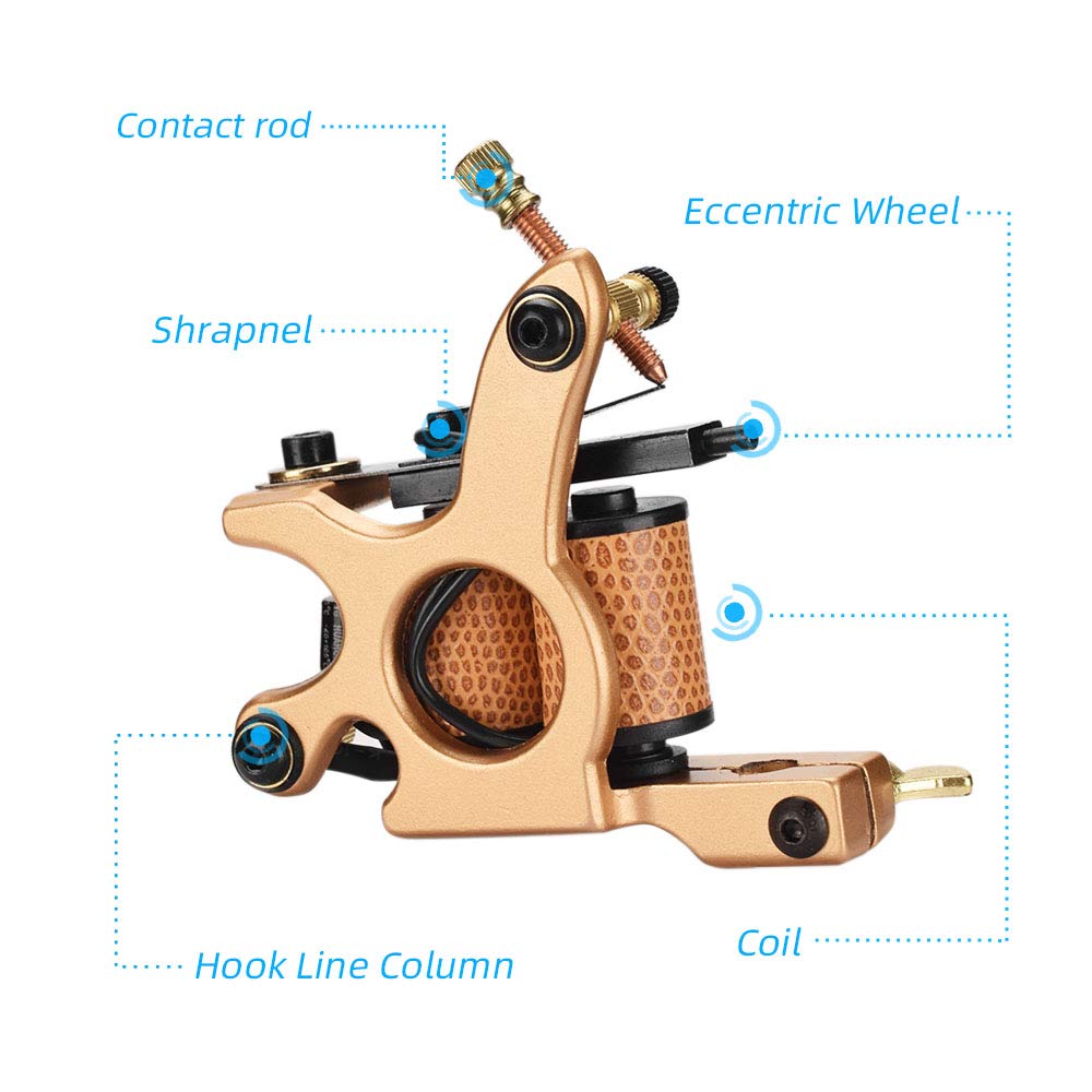Coil Tattoo Machine, 10 Wraps Coil Tattoo Liner & Shader Kit 23000r/m Alloy Tattoo Guns Machine Set Tattoo Supplies for Tattoo Artists