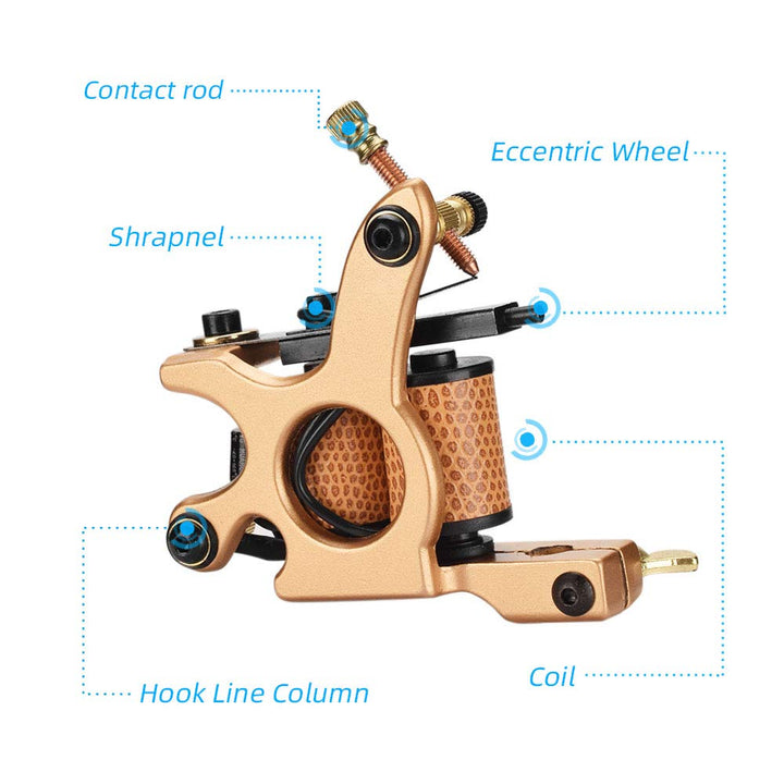 Coil Tattoo Machine, 10 Wraps Coil Tattoo Liner & Shader Kit 23000r/m Alloy Tattoo Guns Machine Set Tattoo Supplies for Tattoo Artists