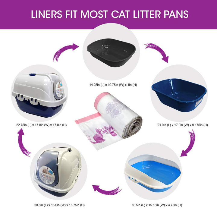 15 Count Litter Box Liners Super Thick, Durable, Easy Clean Up Jumbo Drawstring Scented Litter Pan Box Liners, Bags for Pet Cats