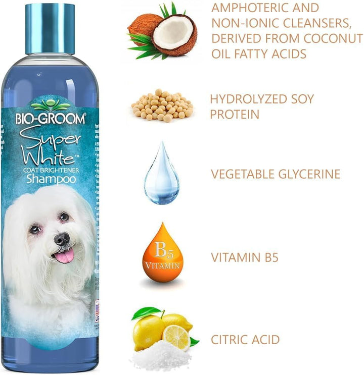 Bio-Groom Super Whitening Dog Shampoo – Whitening Pet Shampoo, Dog Bathing Supplies, Puppy Wash, Dog Grooming Supplies, Cruelty-Free – 12 fl oz 1-Pack