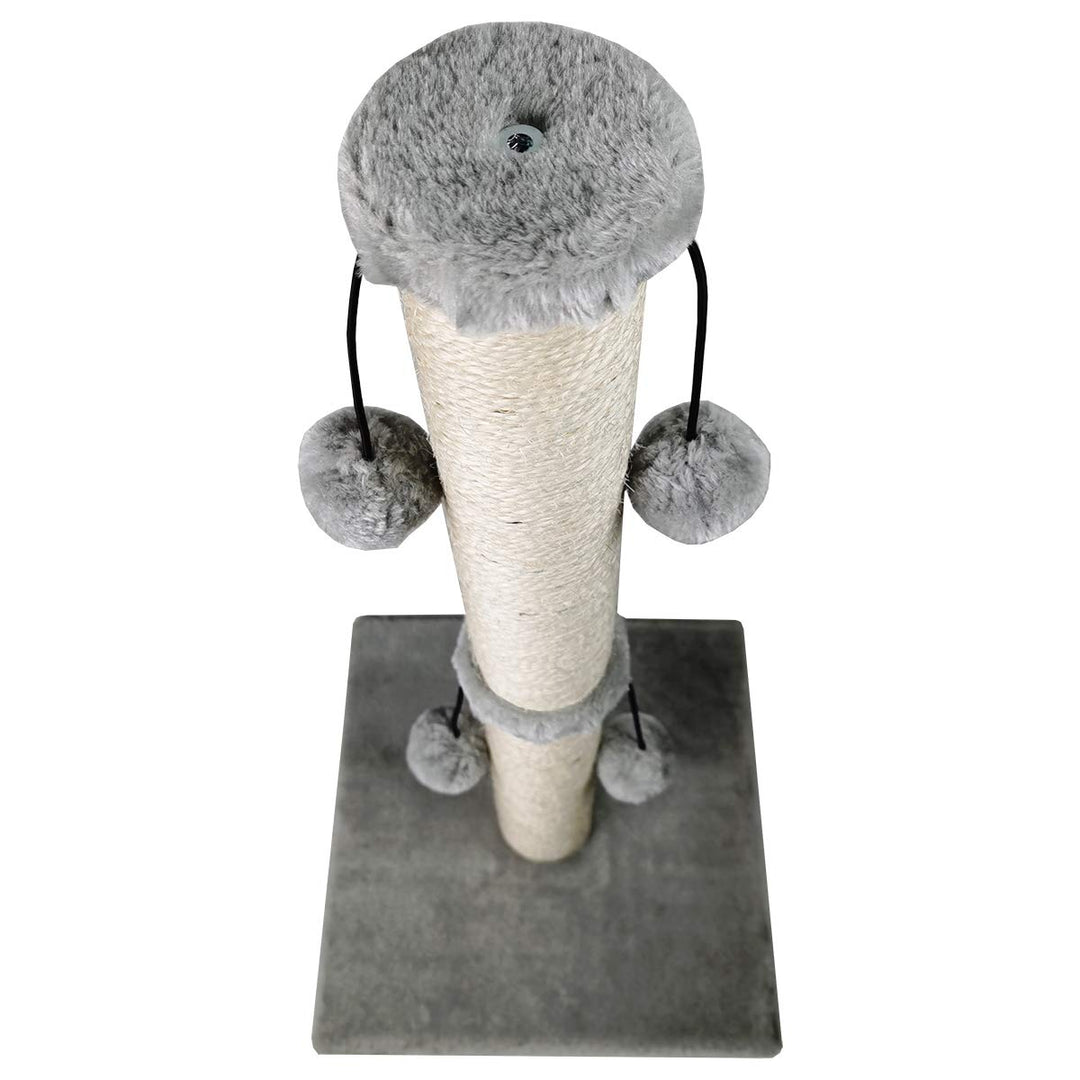 29'' Cat Scratching Post, Natural Sisal Rope Scratcher Post, Kitten Claw Scratch with 4 DanglingToy Balls for Large Cats (Grey)