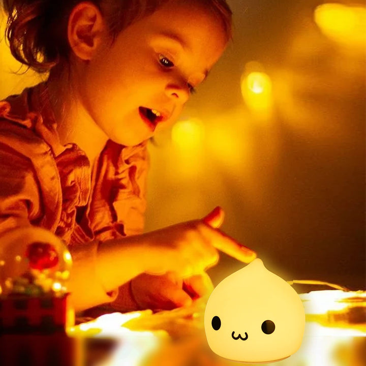 Night Light for Kids, Cute Lamp Dumpling Light Birthday Gifts for Girls Boys, Kawaii Nightlight Silicone Portable Nursery Battery Powered Animal Night Lights for Baby Toddler Teen Bedrooms