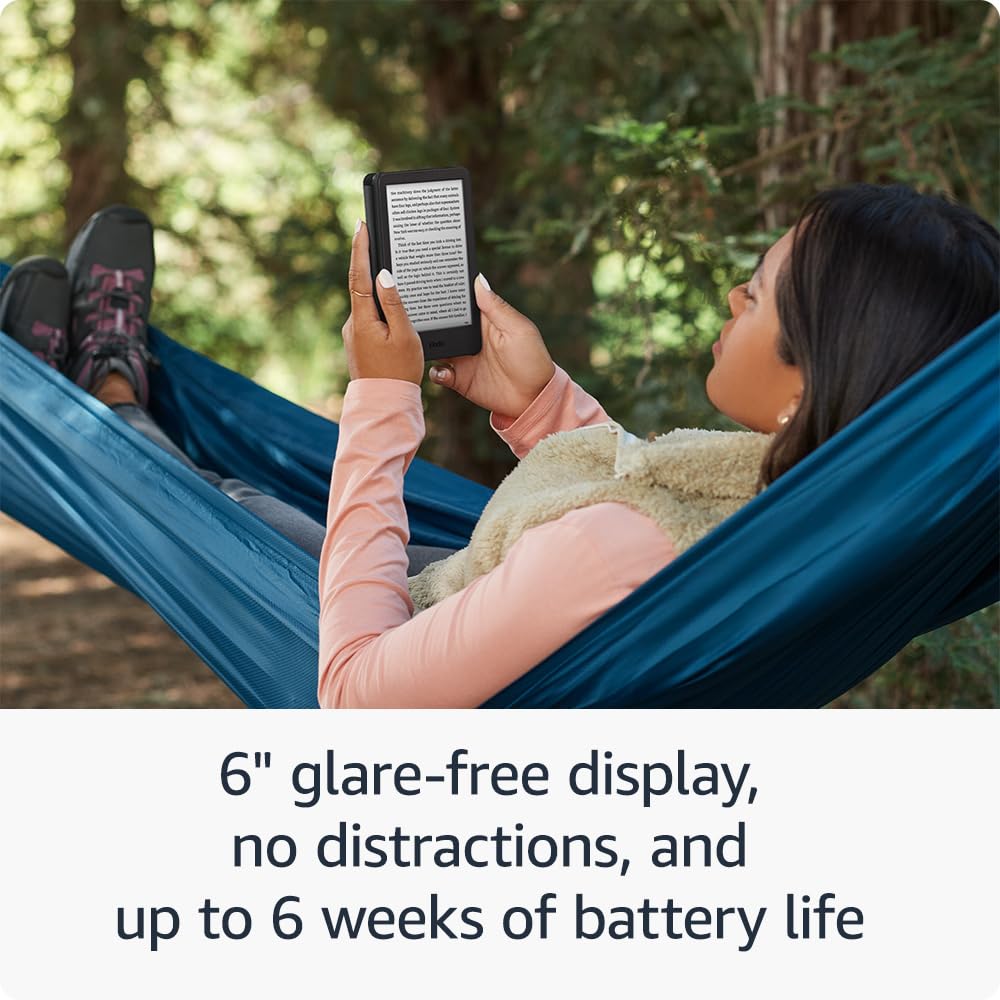 Kindle (16 GB) - Lightest and most compact Kindle, now with faster page turns, and higher contrast ratio, for an enhanced reading experience - Black