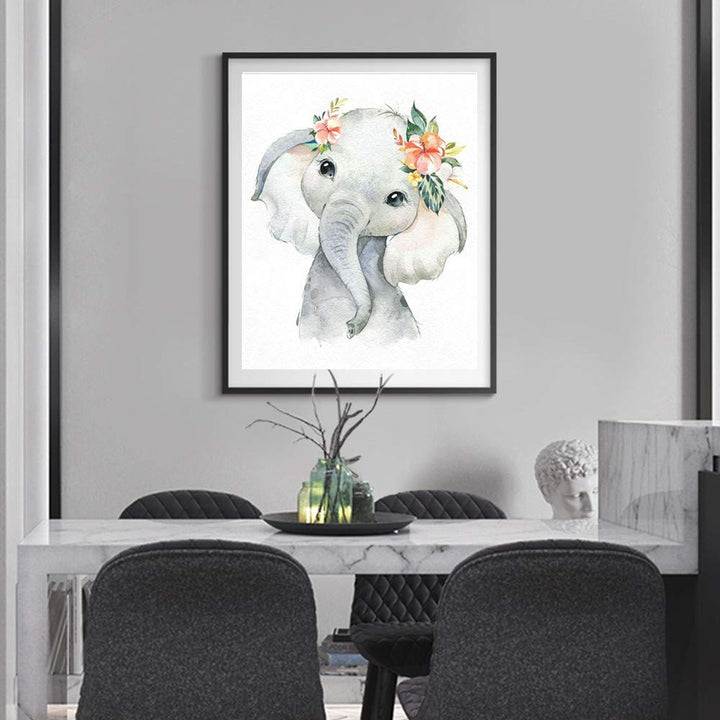 Elephant Paint by Number Kits for Adults Kids Baby Elephant Paint by Numbers DIY Painting Elephant Baby Acrylic Painting Kits Animals DIY Canvas Painting by Number Home Wall Decor 16x20In