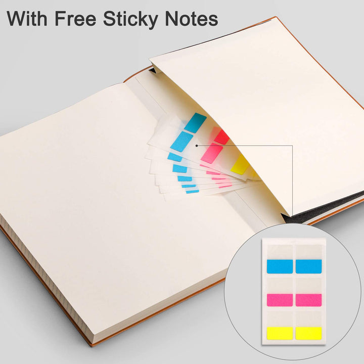 Composition Notebooks College Ruled - Soft Cover Leather Thick Journal, B5 Large Notebook, with Free Sticky Notes, 204 Numbered Pages,100gsm Lined Paper, for Writers Students, 7.5x10- Black