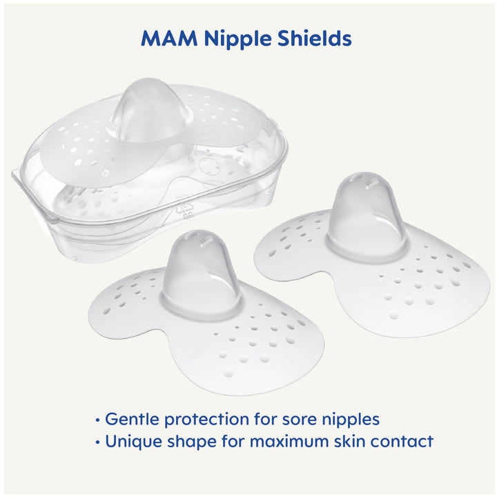 Breastfeeding Nipple Shields with Sterilizing Storage Case, Nipple Shields for Nursing Newborn, Size 2 Large 23mm, 2-Count, Clear