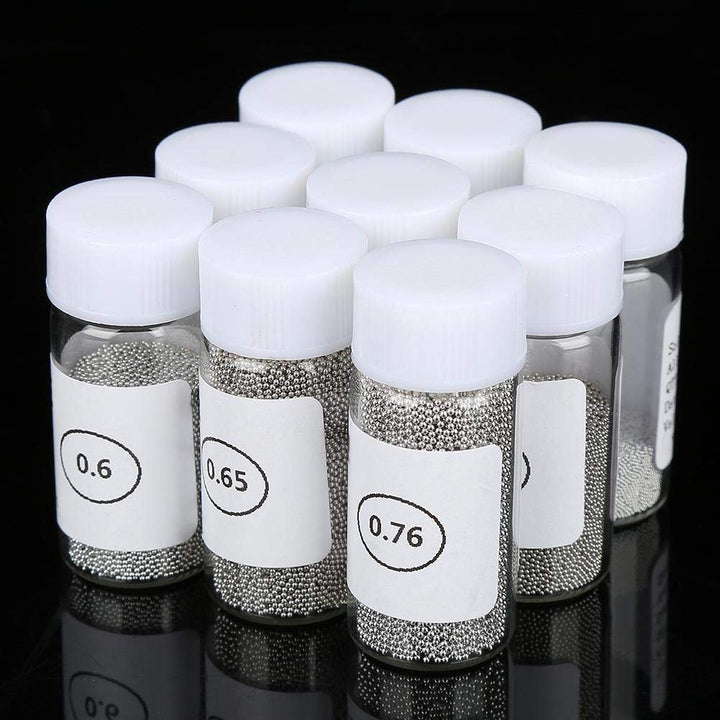 Tin Solder Ball BGA Reballing Soldering Heat Universal Stencil Balls Reball Ball BGA Ball for GPU CPU IC Chip PCB(9 bottles 0.3mm-0.76mm)